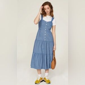 Madewell blue stripe sweetheart cotton Blue Button-Down Women's Dress size 2